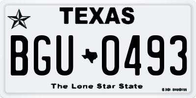 TX license plate BGU0493