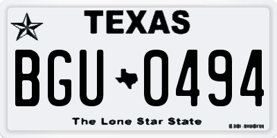 TX license plate BGU0494