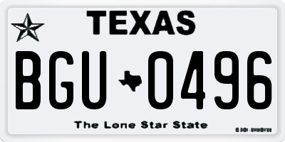 TX license plate BGU0496