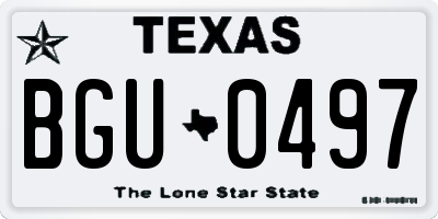 TX license plate BGU0497