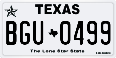 TX license plate BGU0499