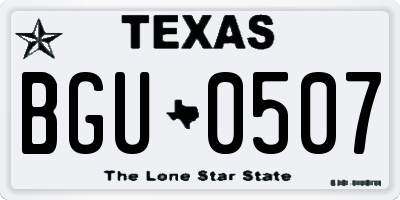 TX license plate BGU0507