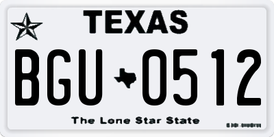 TX license plate BGU0512