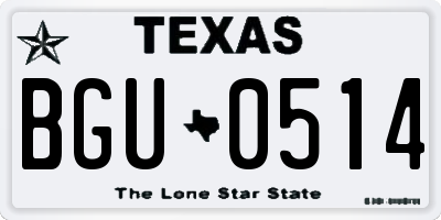TX license plate BGU0514