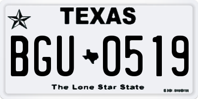 TX license plate BGU0519