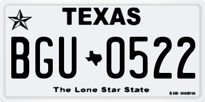 TX license plate BGU0522