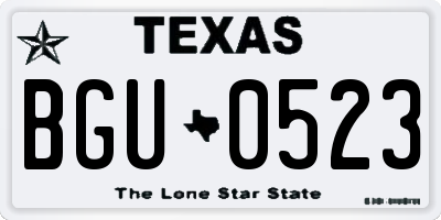 TX license plate BGU0523