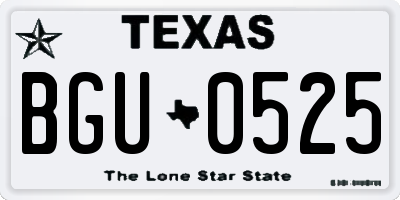 TX license plate BGU0525