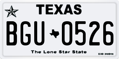 TX license plate BGU0526