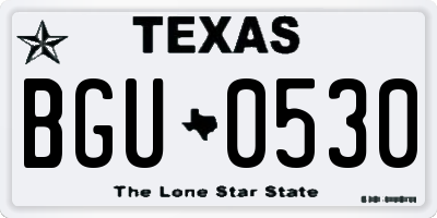 TX license plate BGU0530