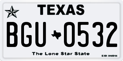 TX license plate BGU0532