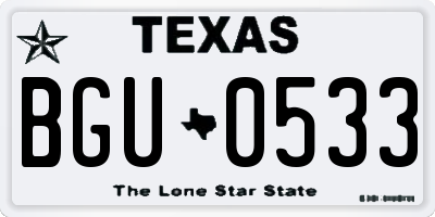 TX license plate BGU0533