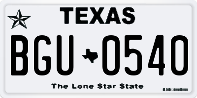 TX license plate BGU0540