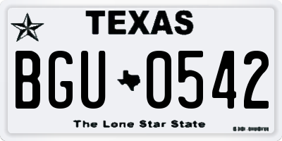 TX license plate BGU0542