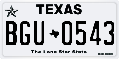TX license plate BGU0543