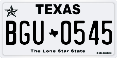 TX license plate BGU0545
