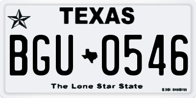 TX license plate BGU0546