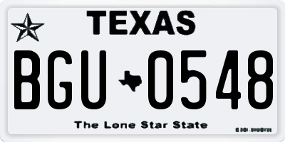 TX license plate BGU0548