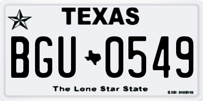 TX license plate BGU0549