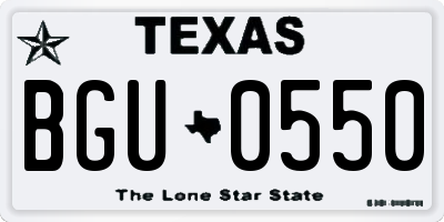 TX license plate BGU0550