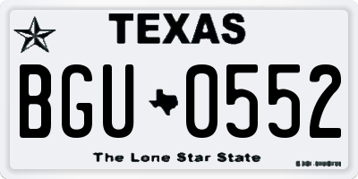 TX license plate BGU0552