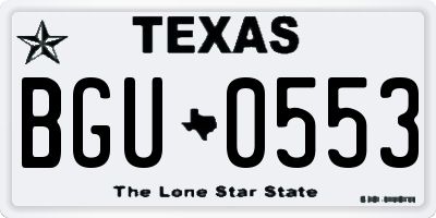 TX license plate BGU0553