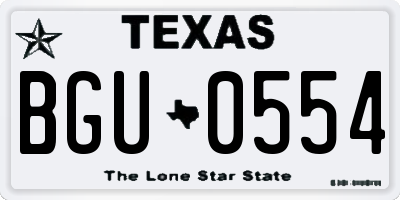 TX license plate BGU0554