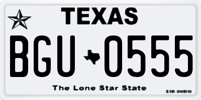 TX license plate BGU0555