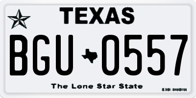 TX license plate BGU0557
