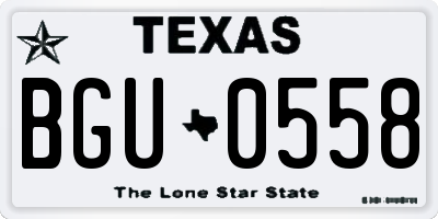 TX license plate BGU0558