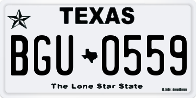 TX license plate BGU0559