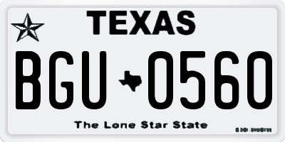 TX license plate BGU0560
