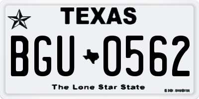 TX license plate BGU0562