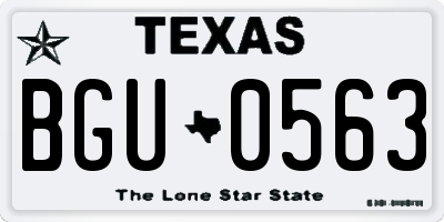 TX license plate BGU0563