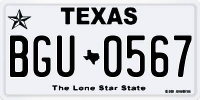 TX license plate BGU0567