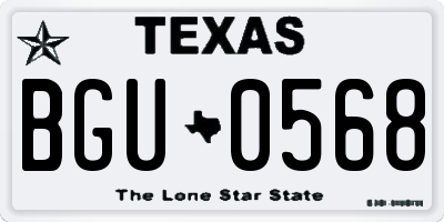 TX license plate BGU0568