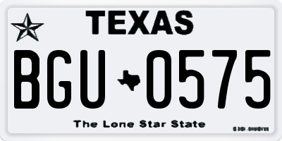TX license plate BGU0575