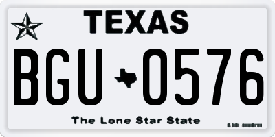 TX license plate BGU0576