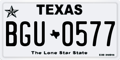 TX license plate BGU0577