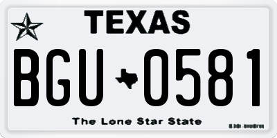TX license plate BGU0581