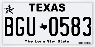 TX license plate BGU0583