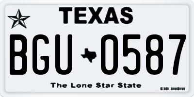 TX license plate BGU0587