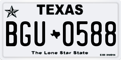 TX license plate BGU0588