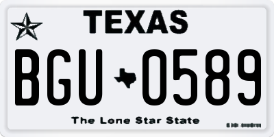 TX license plate BGU0589
