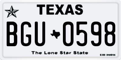 TX license plate BGU0598