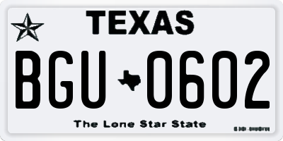 TX license plate BGU0602