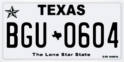 TX license plate BGU0604