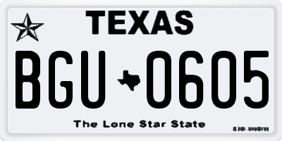 TX license plate BGU0605
