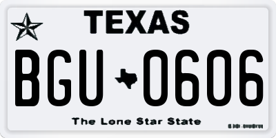 TX license plate BGU0606