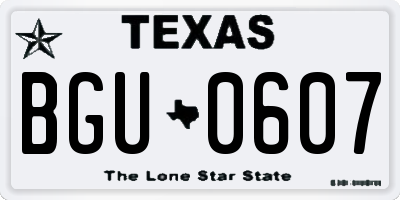 TX license plate BGU0607